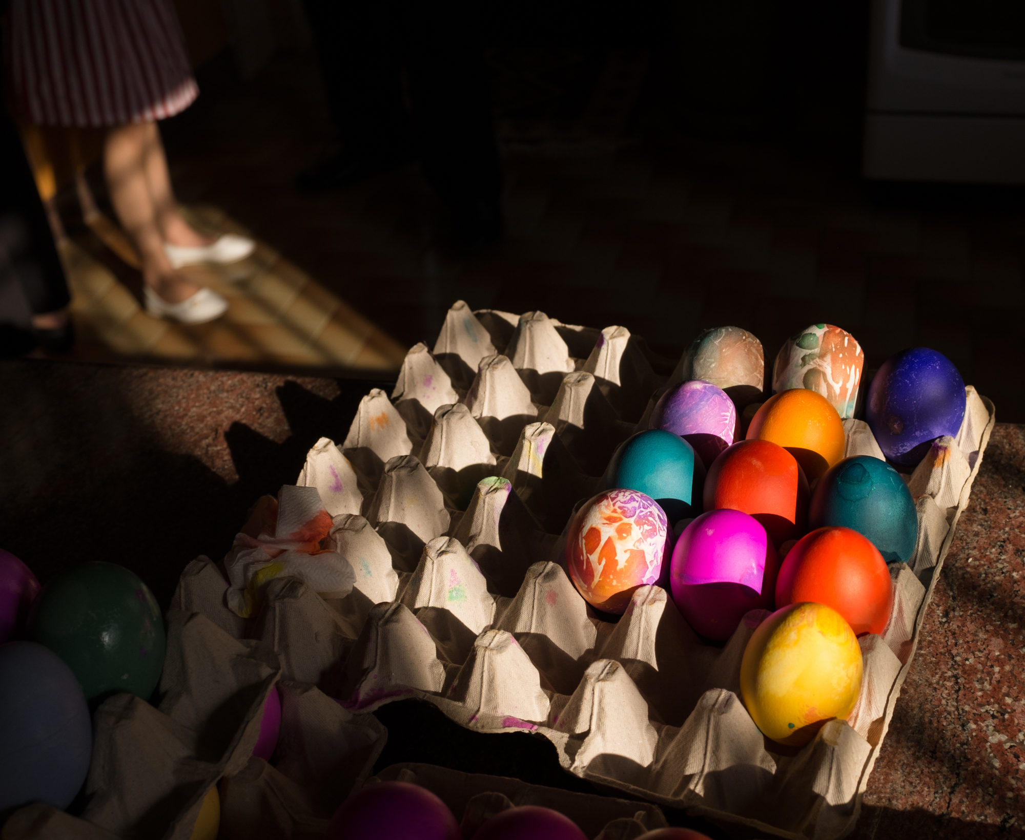Easter eggs wait to be hidden at the parsonage in Ramallah.